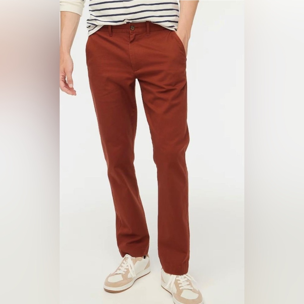 NWT J Crew flex chinos straight fit redwood brown